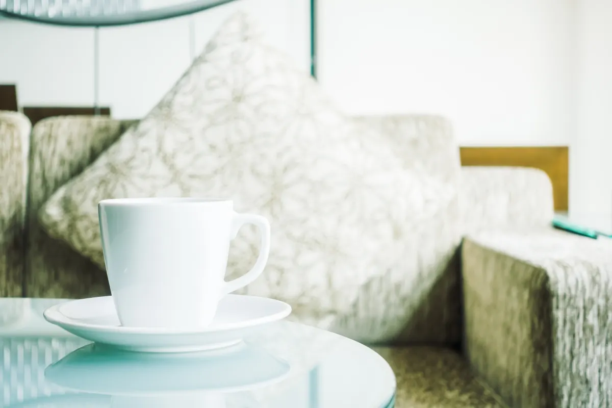 A calm, welcoming counselling space with a cup of tea, creating a sense of safety and support
